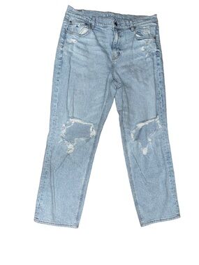 American Eagle High Rise Ripped Jeans Size 14 Light Wash Super Stretch